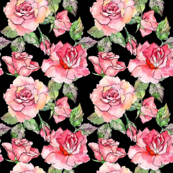 Wildflower rose flower pattern in a watercolor style.