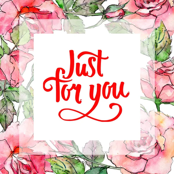 Kır çiçeği gül çiçek çerçeve suluboya tarzında.