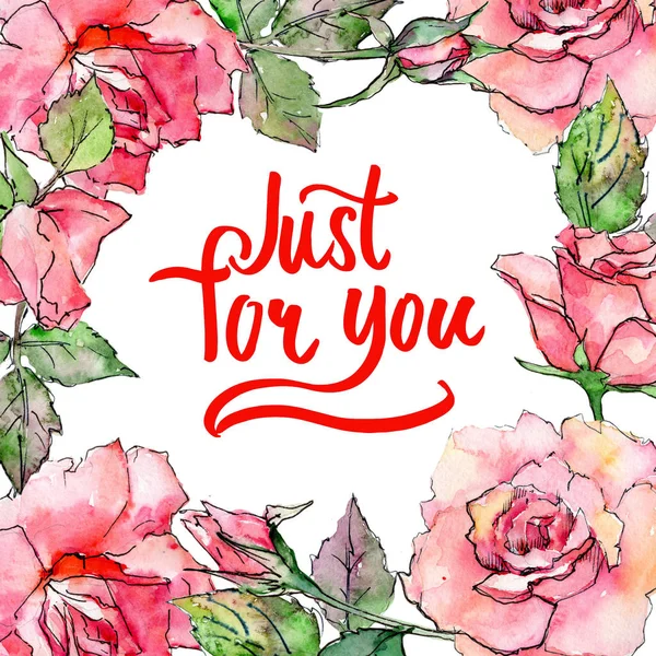 Kır çiçeği gül çiçek çerçeve suluboya tarzında.