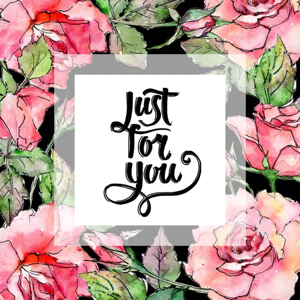 Kır çiçeği gül çiçek çerçeve suluboya tarzında.