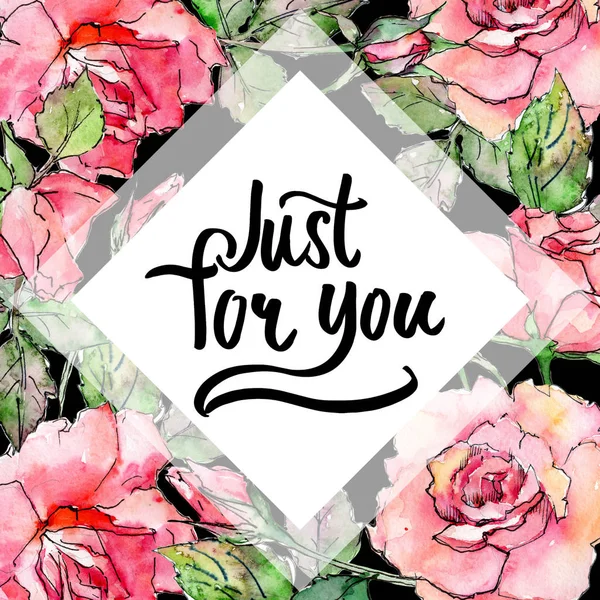 Kır çiçeği gül çiçek çerçeve suluboya tarzında.