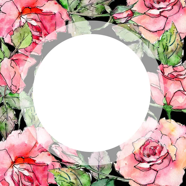 Cadre fleur rose fleur sauvage dans un style aquarelle . — Photo