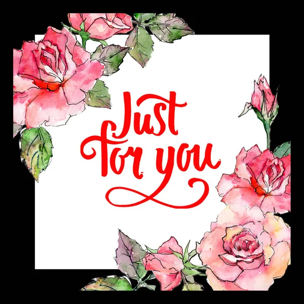 Kır çiçeği gül çiçek çerçeve suluboya tarzında.