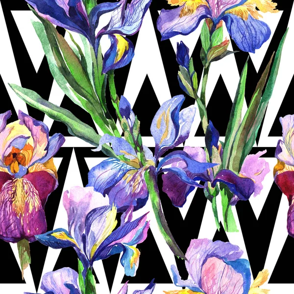 Wildflower iris blommönster i akvarell stil. — Stockfoto