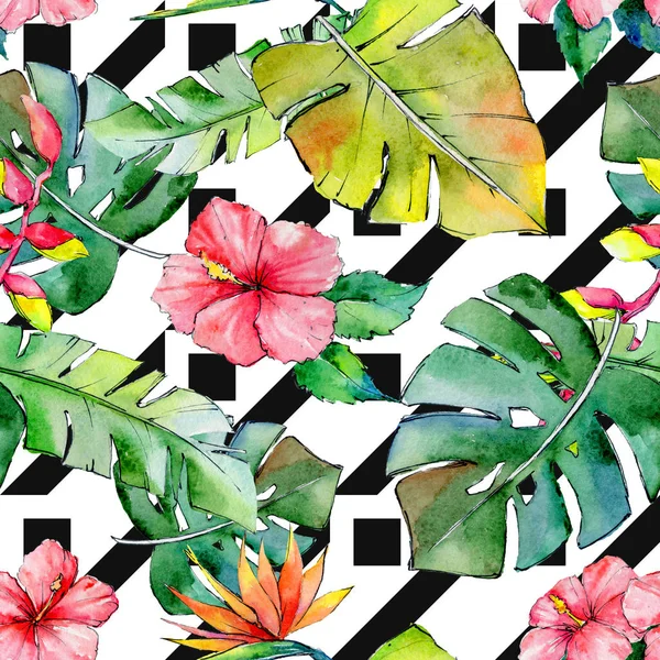 Tropikal Hawaii desen bir suluboya tarzında bırakır..