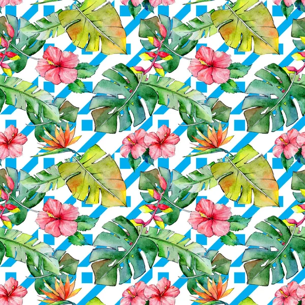 Tropikal Hawaii desen bir suluboya tarzında bırakır..