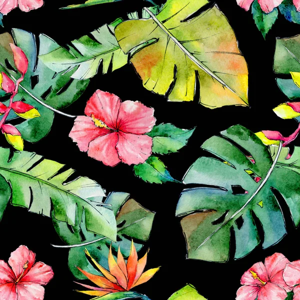 Tropikal Hawaii desen bir suluboya tarzında bırakır..