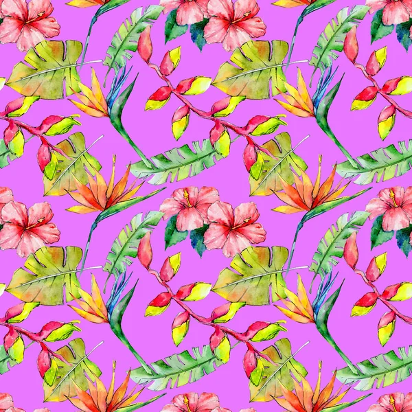 Tropikal Hawaii desen bir suluboya tarzında bırakır..