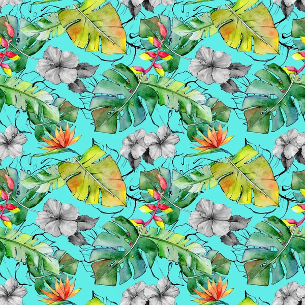 Tropikal Hawaii desen bir suluboya tarzında bırakır..