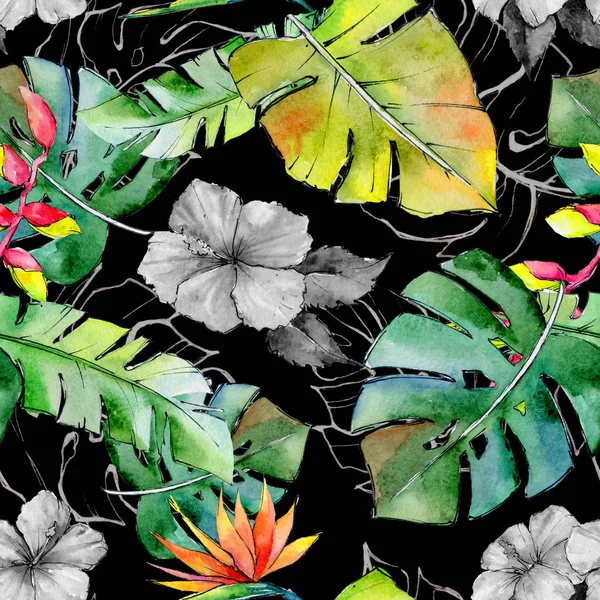 Tropikal Hawaii desen bir suluboya tarzında bırakır..