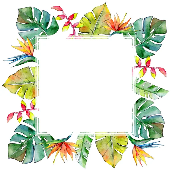 Tropikal Hawaii çerçeve bir suluboya tarzında bırakır..
