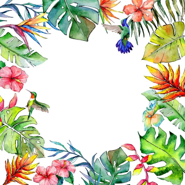 Tropikal Hawaii çerçeve bir suluboya tarzında bırakır..