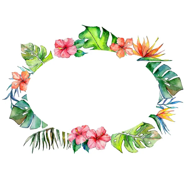 Tropikal Hawaii çerçeve bir suluboya tarzında bırakır..