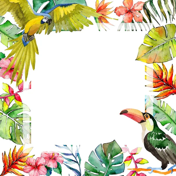 Tropicale Hawaii lascia cornice in stile acquerello . — Foto Stock