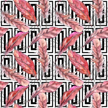 Suluboya kuş tüyü desen Wing.