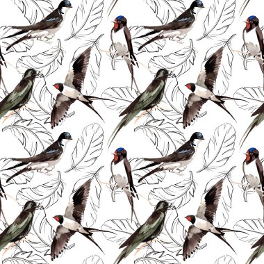 Suluboya kuş tüyü desen Wing.