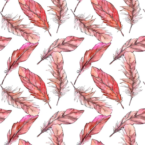 Watercolor bird feather pattern from wing.