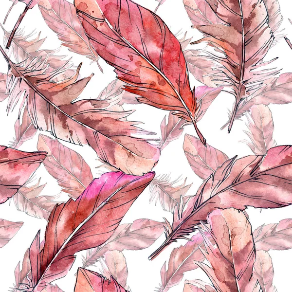 Watercolor bird feather pattern from wing.