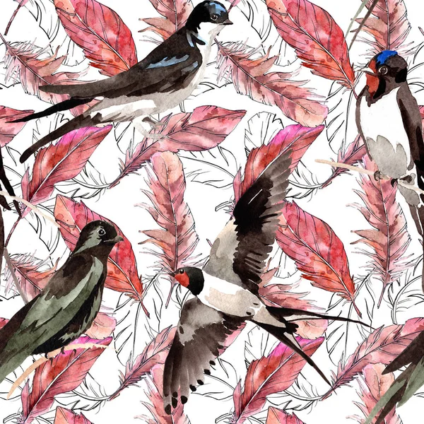 Watercolor bird feather pattern from wing. — Stock Photo, Image