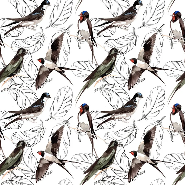 Suluboya kuş tüyü desen Wing.