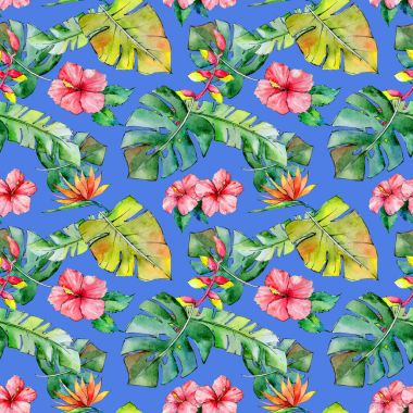 Tropikal Hawaii desen bir suluboya tarzında bırakır..
