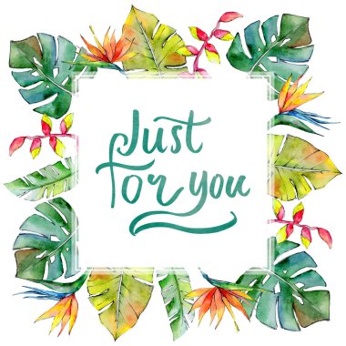 Tropikal Hawaii çerçeve bir suluboya tarzında bırakır..