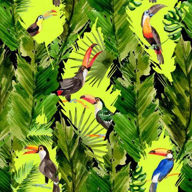 Tropikal Hawaii palmiye ağacı desen bir suluboya tarzında bırakır..