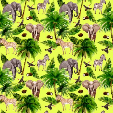 Tropikal Hawaii palmiye ağacı desen bir suluboya tarzında bırakır..