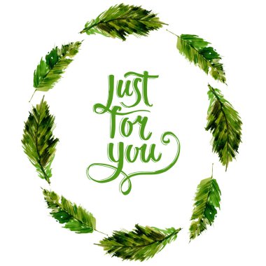 Tropikal Hawaii palmiye ağacı çelenk suluboya tarzında bırakır..