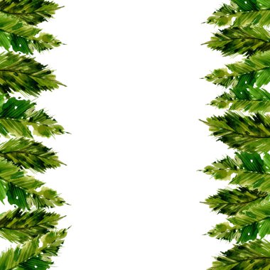 Tropikal Hawaii palmiye ağacı çerçeve bir suluboya tarzında bırakır..