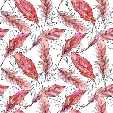 Suluboya kuş tüyü desen Wing.