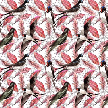 Suluboya kuş tüyü desen Wing.