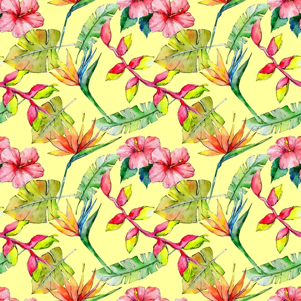 Tropikal Hawaii desen bir suluboya tarzında bırakır..