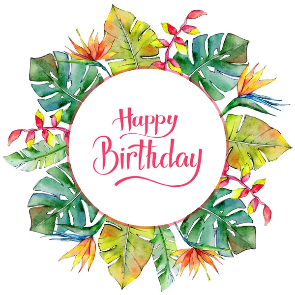 Tropikal Hawaii çerçeve bir suluboya tarzında bırakır..