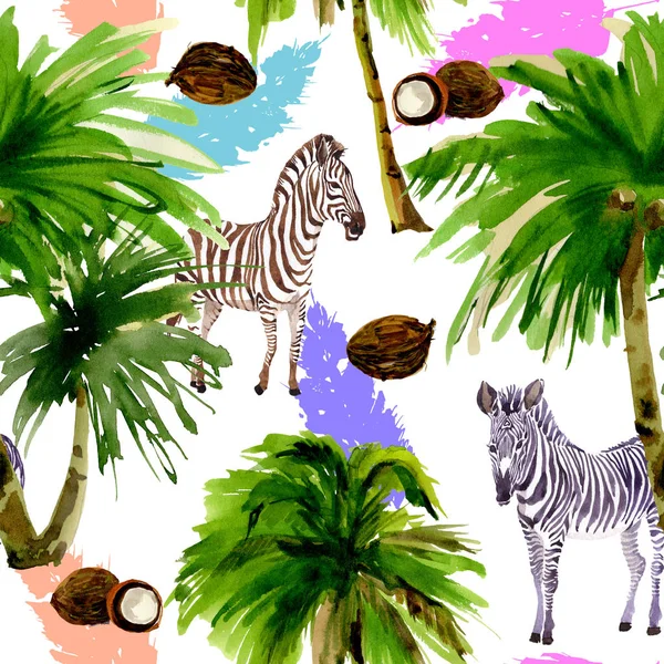 Tropical Hawaii leaves palm tree pattern in a watercolor style. — Stock Photo, Image