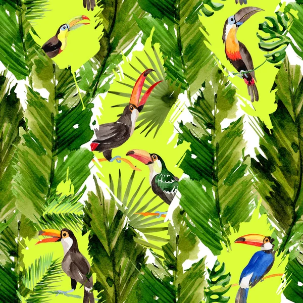 Tropical Hawaii leaves palm tree pattern in a watercolor style. — Stock Photo, Image