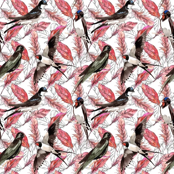 Suluboya kuş tüyü desen Wing.