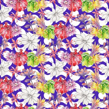 çiçek desen suluboya tarzında