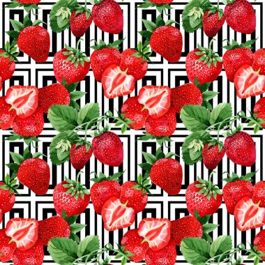 Suluboya tarzında çilek deseni