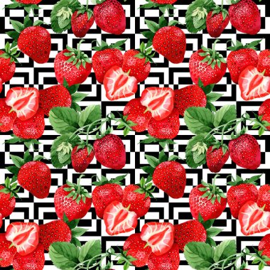 Suluboya tarzında çilek deseni