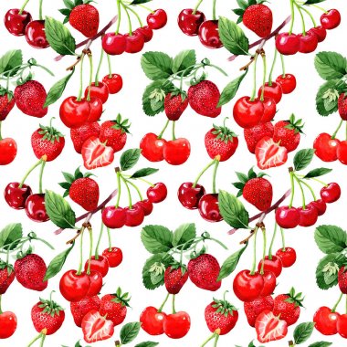 Suluboya tarzında kiraz desen