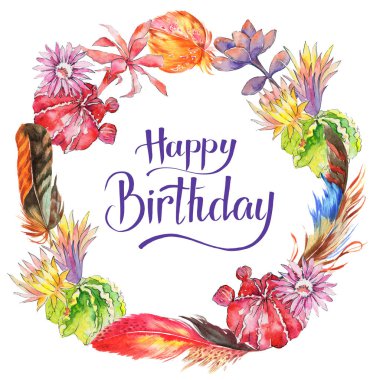 Yabani çiçek çelenk suluboya tarzında