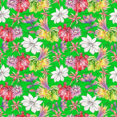 suluboya tarzında çiçekler