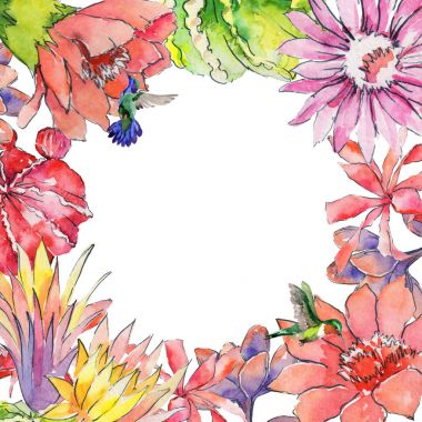 suluboya tarzında çiçekli çerçeve