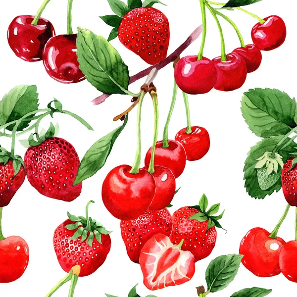 Suluboya tarzında kiraz desen