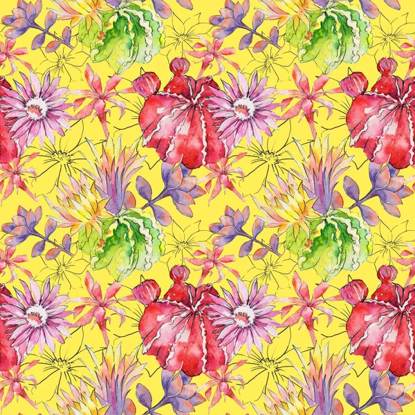 Flowers pattern in watercolor — Stock Photo, Image