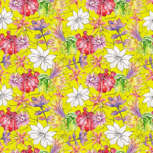 suluboya tarzında çiçekler