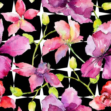 Kır çiçeği orkide çiçek deseni suluboya tarzında.