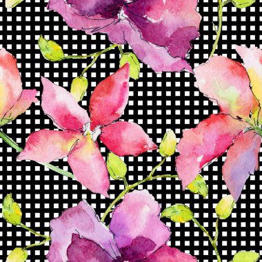 Kır çiçeği orkide çiçek deseni suluboya tarzında.