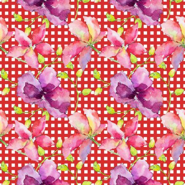 Kır çiçeği orkide çiçek deseni suluboya tarzında.